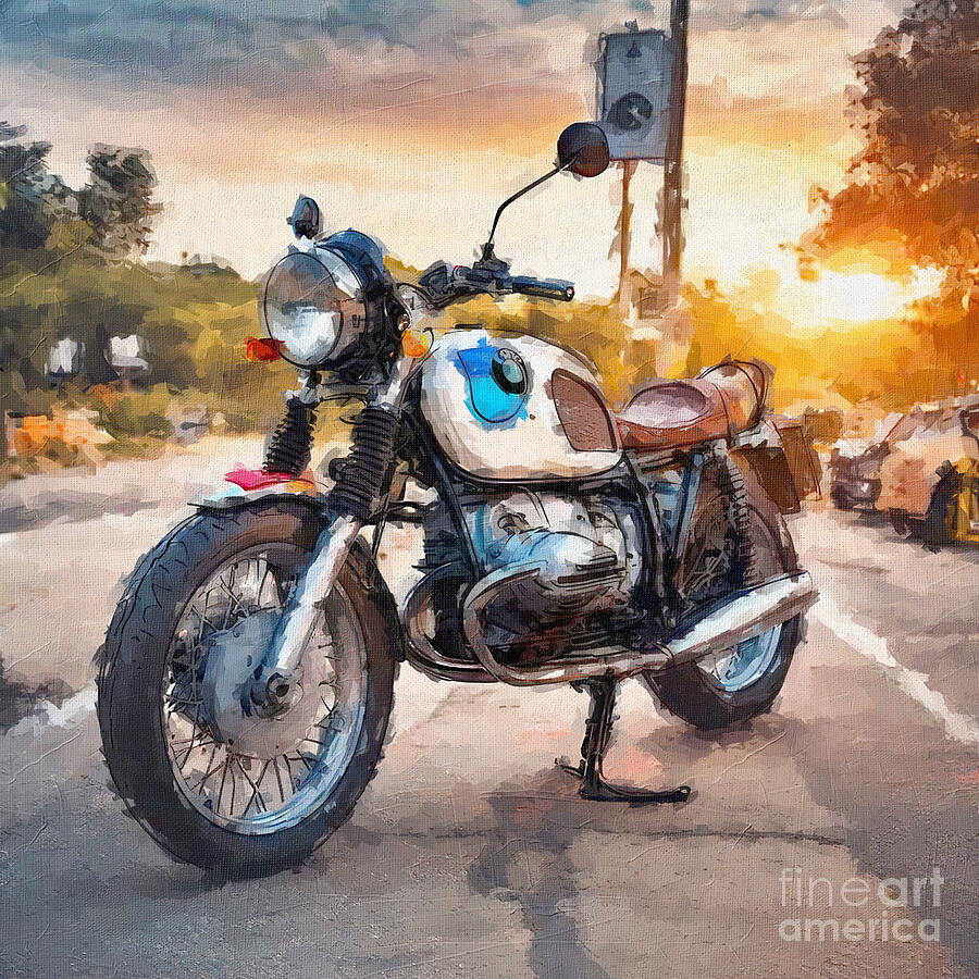 Sunset Painting - Bmw R80 Monolever Superbikes 2018 Bikes Parking 3 by Edgar Dorice