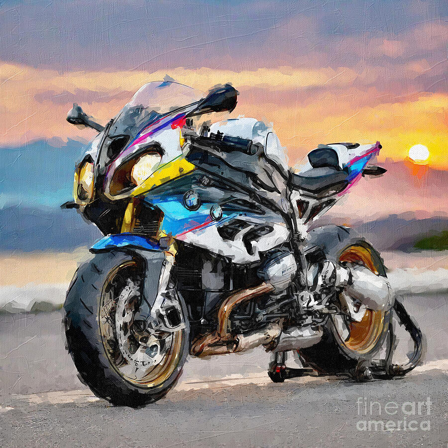 Sunset Painting - Bmw R9T Racer Sportbikes 2017 Bikes New 3 by Edgar Dorice