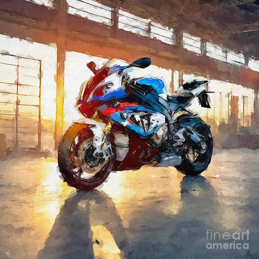 Motorcycle Painting - Bmw S1000 Rr Garage 2018 Bikes Motorrad 3 by Edgar Dorice