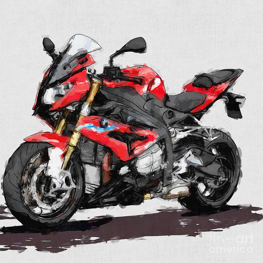 Motorcycle Painting - Bmw S1000R New Motorcycle color Red Black 3 by Edgar Dorice