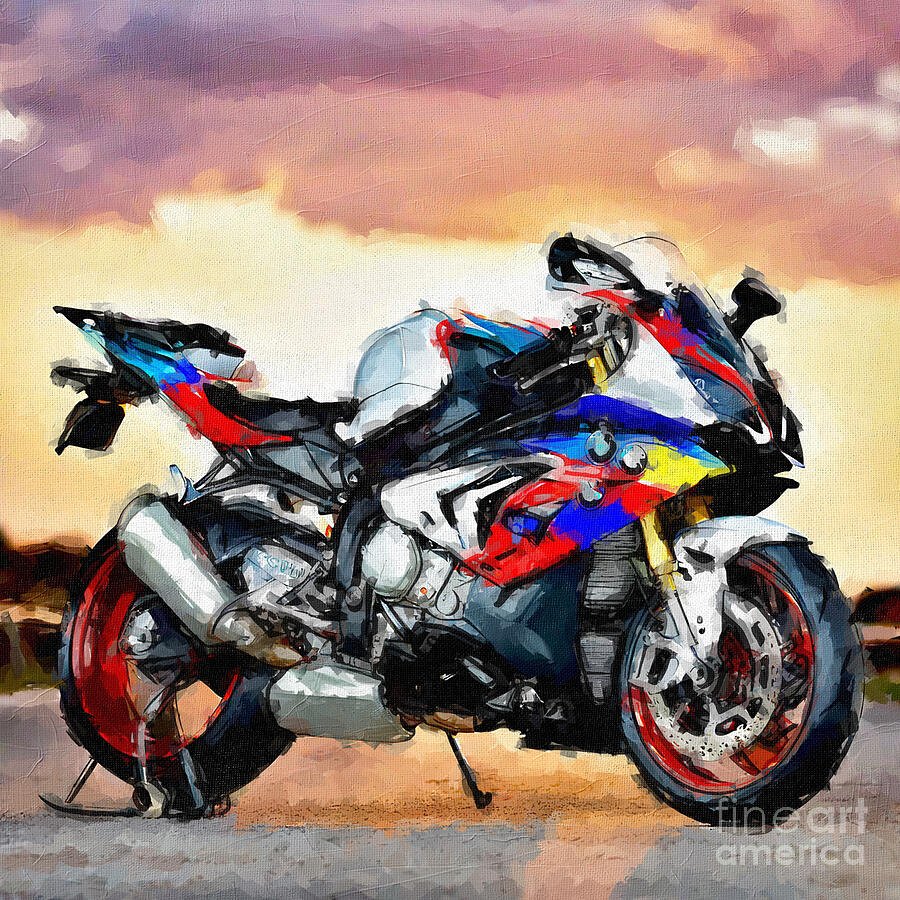 Motorcycle Painting - Bmw S1000Rr 2016 Praem Sport Motorcycle colors Racing 3 by Edgar Dorice
