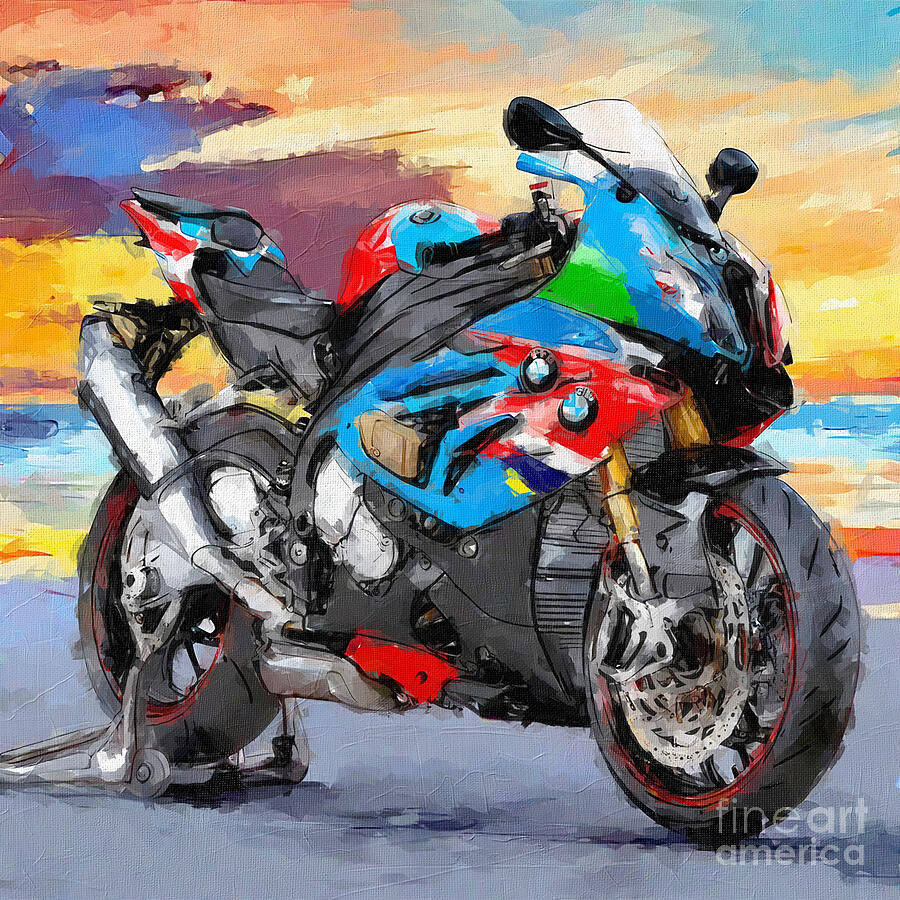 Sunset Painting - Bmw S1000Rr 2017 Bikes Recebikes Superbikes 3 by Edgar Dorice