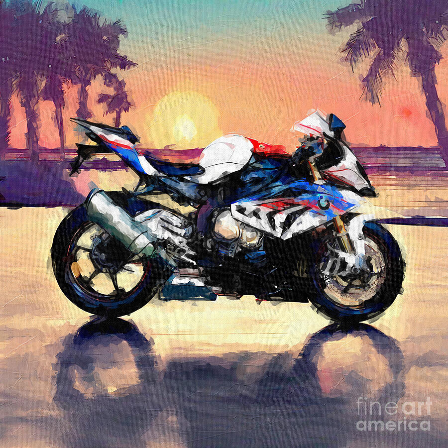 Sunset Painting - Bmw S1000Rr 2017 Sports Bike Side View 3 by Edgar Dorice