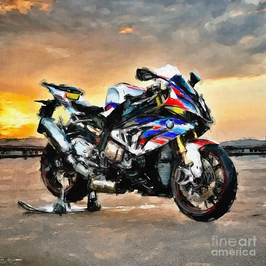Sunset Painting - Bmw S1000Rr Praem 2017 Sports Motorcycle colors 3 by Edgar Dorice