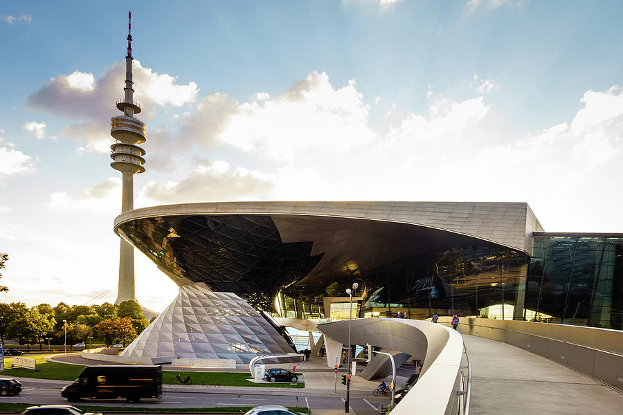 BMW showroom and Olympic Tower in Munich Photograph by Alexey Stiop