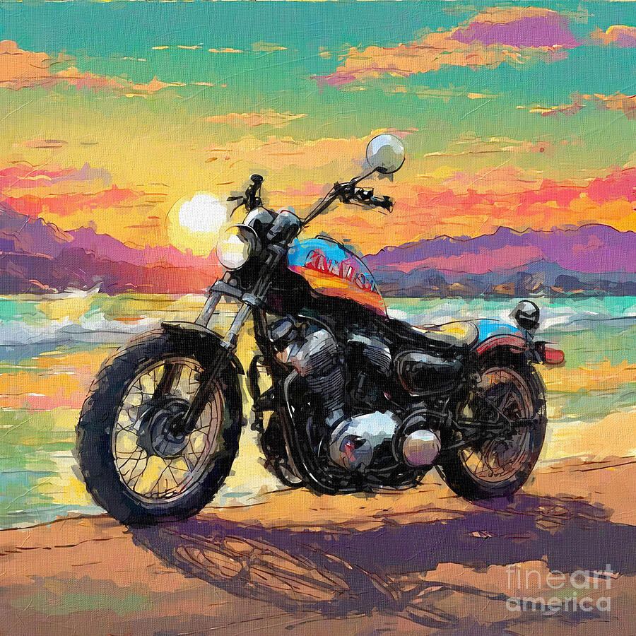 Sunset Painting - Bmw Urban Racer Motorcycle colors Of Future Carbon Fiber Body 3 by Edgar Dorice