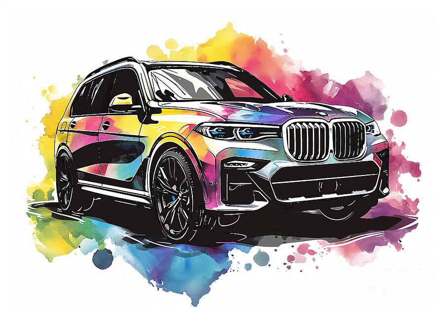 Abstract Painting - BMW X7 M50d auto vibrant colors by Clark Leffler