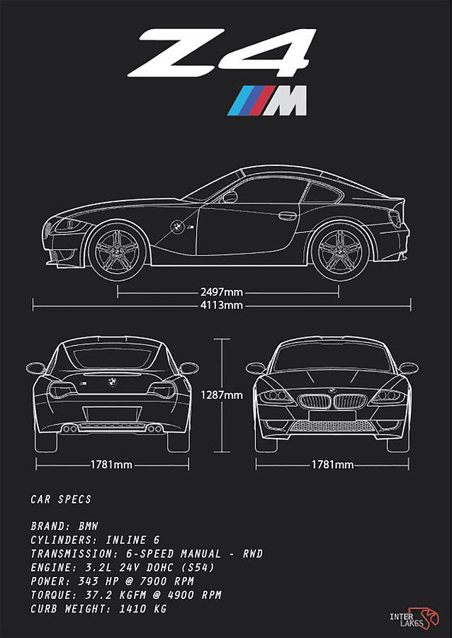 Bmw Z4 M Coupe - Blueprint Interlakes Digital Art by Interlakes - Fine ...