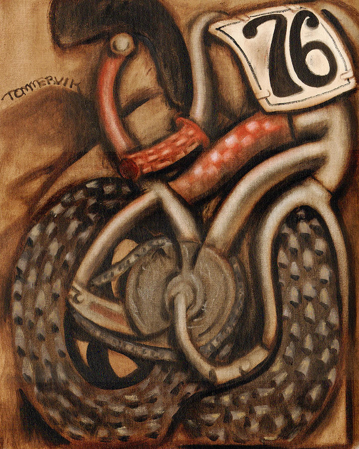 Bmx Painting - Old Bmx Racing Bike Art Print by Tommervik