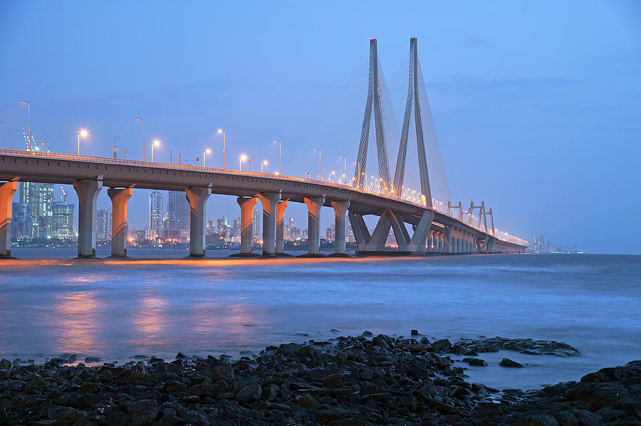 HD wallpaper: body of water,bridge, and city view during sunset, bandra,  worli, bandra, worli | City view, Sunset, Bandra worli sea link