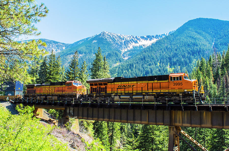 BNSF 3995 and BNSF 4092 On The Nason Creek Bridge Photograph by Andrea ...