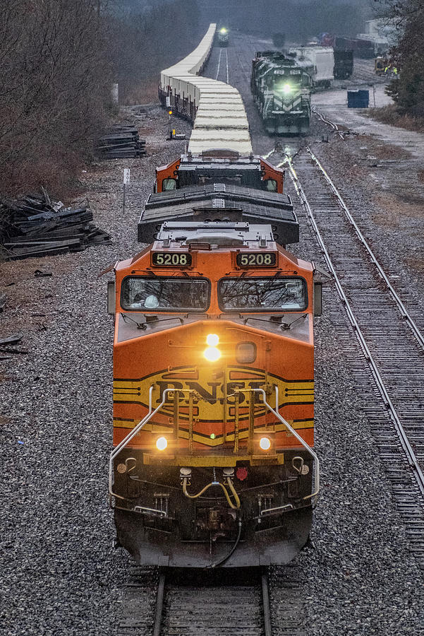 Train Photograph - BNSF 5208 pulls out onto the Paducah and Louisville Railway Main by Jim Pearson