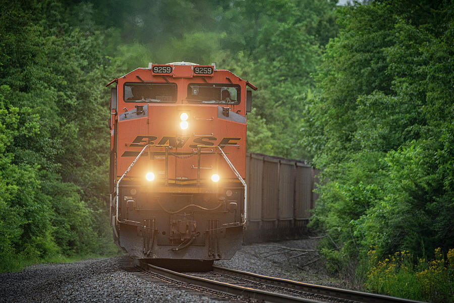  BNSF 9259 heads up loaded coal train Photograph by Jim Pearson