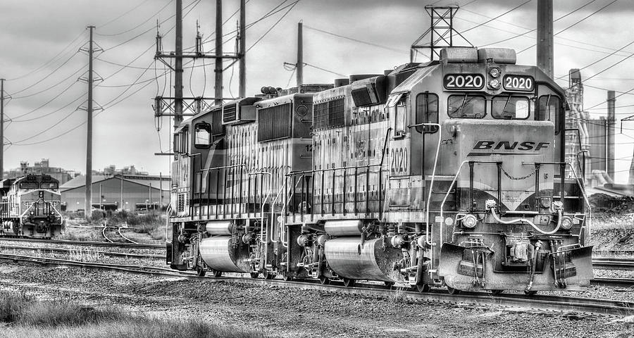 BNSF Engine 2020 Black and White Photograph by JC Findley