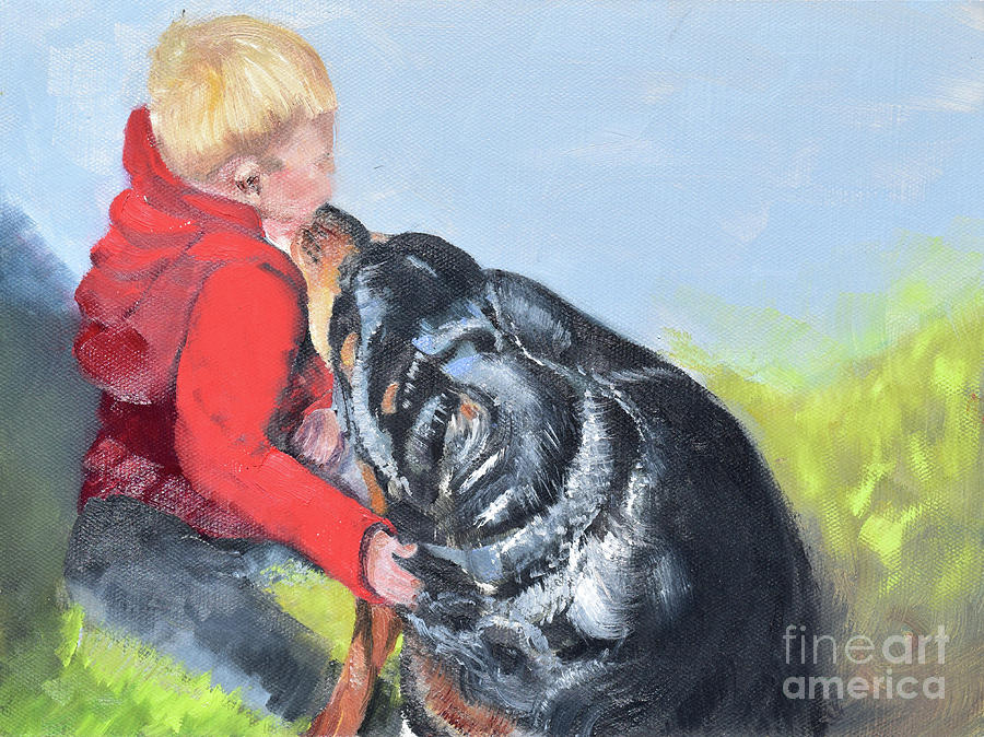 Bo and his Dog Painting by Jan Dappen