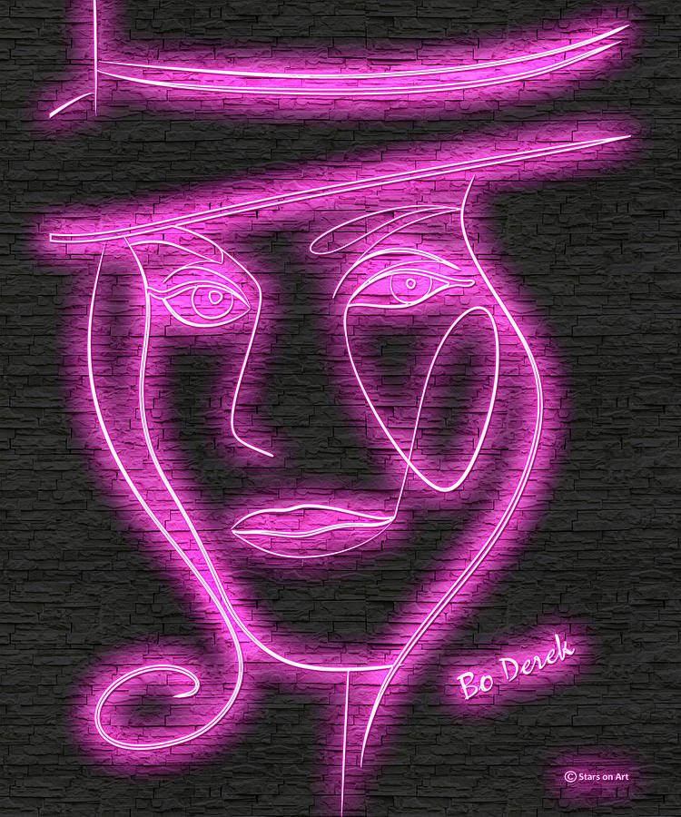 Bo Derek neon portrait Digital Art by Movie World Posters