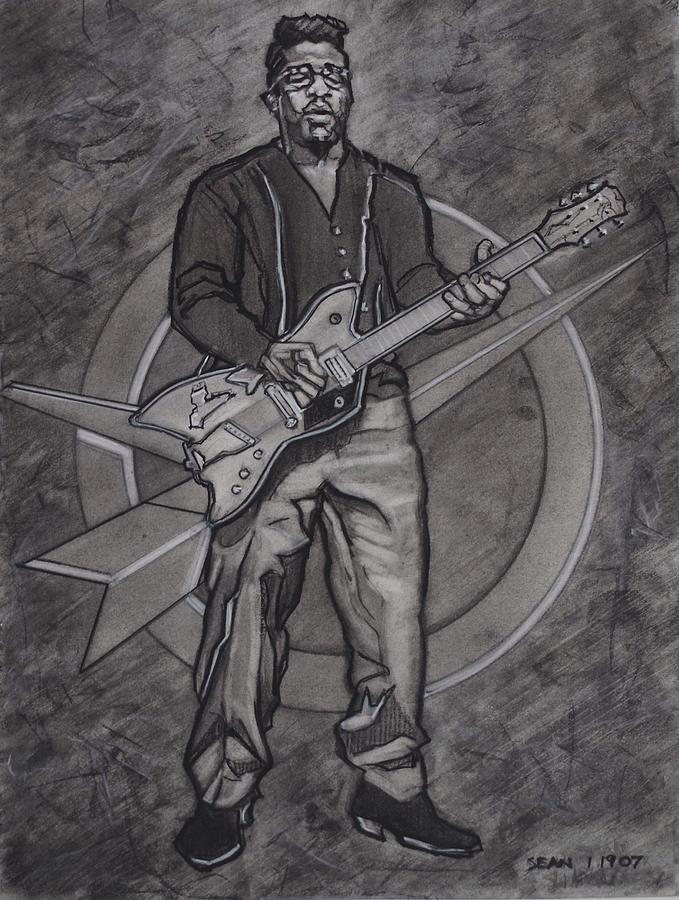 Bo Diddley - Have Guitar Will Travel Drawing by Sean Connolly