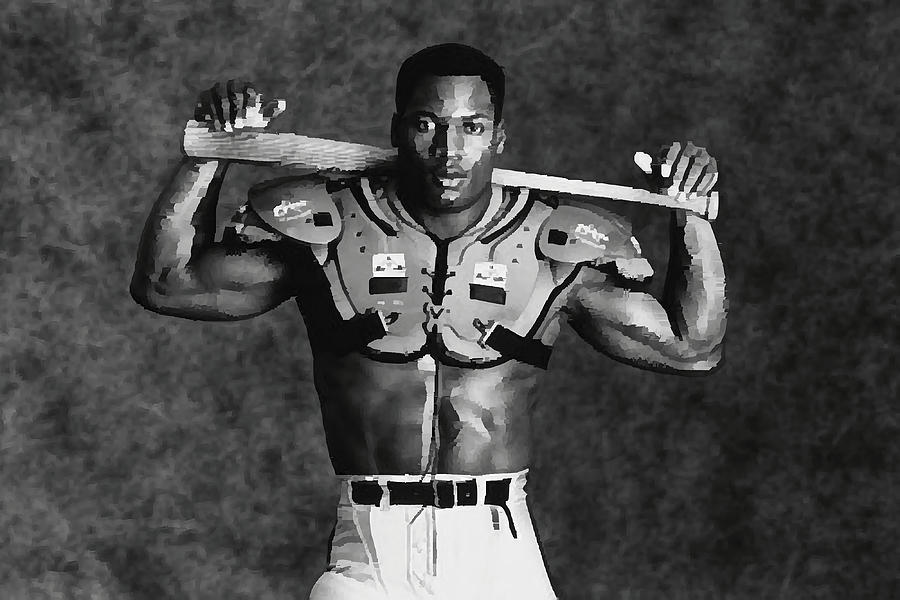 Bo Jackson Art Print Two Sport Dominance Print Painting by Maria ...