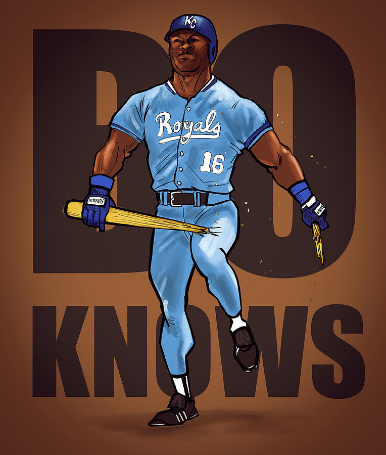 Bo Knows (Bo Jackson) Kansas City Royals - 1/1 Original on Wood