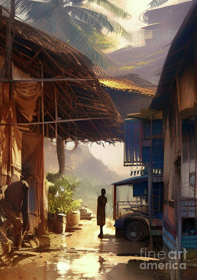 Bo, Sierra Leone dreamscape city view Digital Art by Christina Fairhead