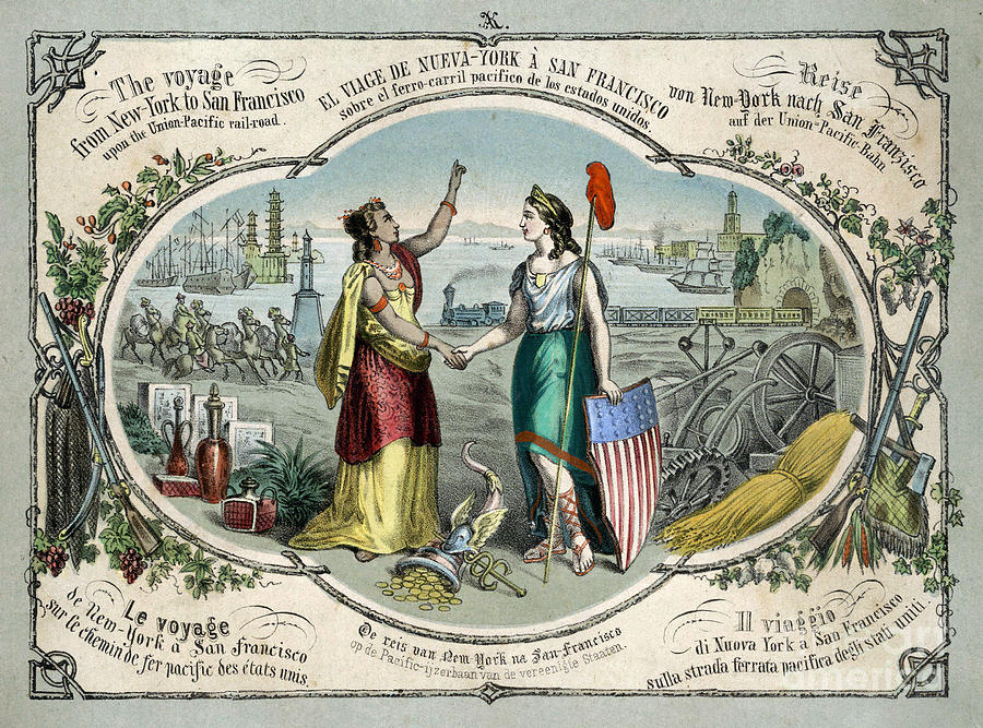 BOARD GAME COVER - UNION PACIFIC, c1870 Drawing by Granger