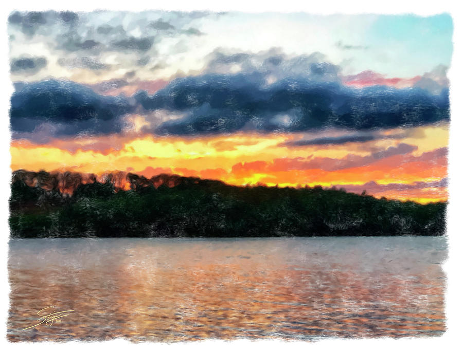 Boardman Lake Sunset Digital Art by Rick Stringer
