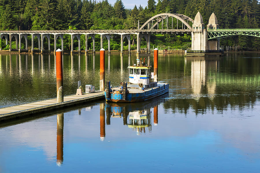 Boat and Bridge Photograph by Loyd Towe Photography