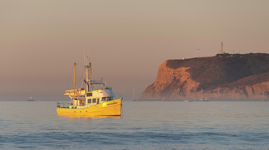 San Diego Photograph - Boat and Point Loma at Sunrise by William Dunigan