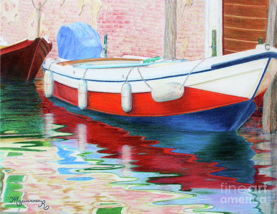 Boat and Reflections Painting by Mariarosa Rockefeller