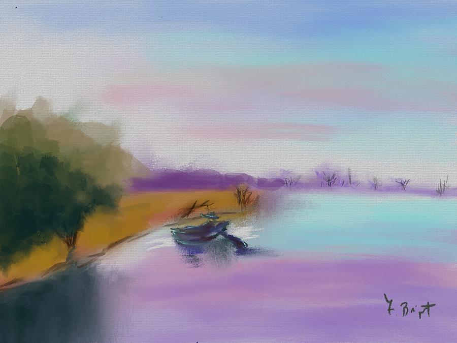 Boat and River Digital Art by Frank Bright