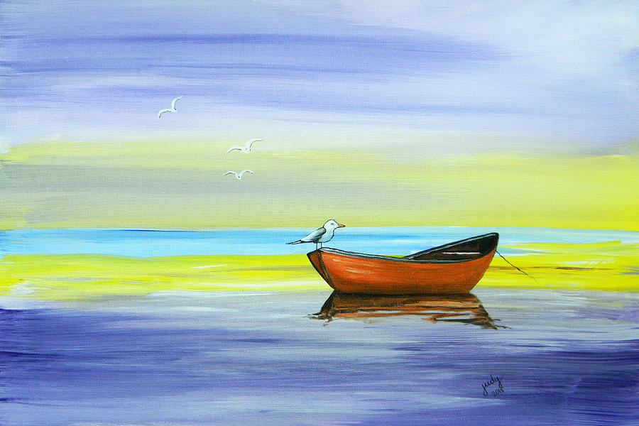 Boat and Seagull Painting by Judy Horan - Fine Art America