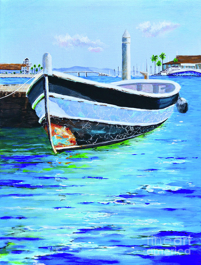 Boat at Dana Point, CA Painting by Mary Scott