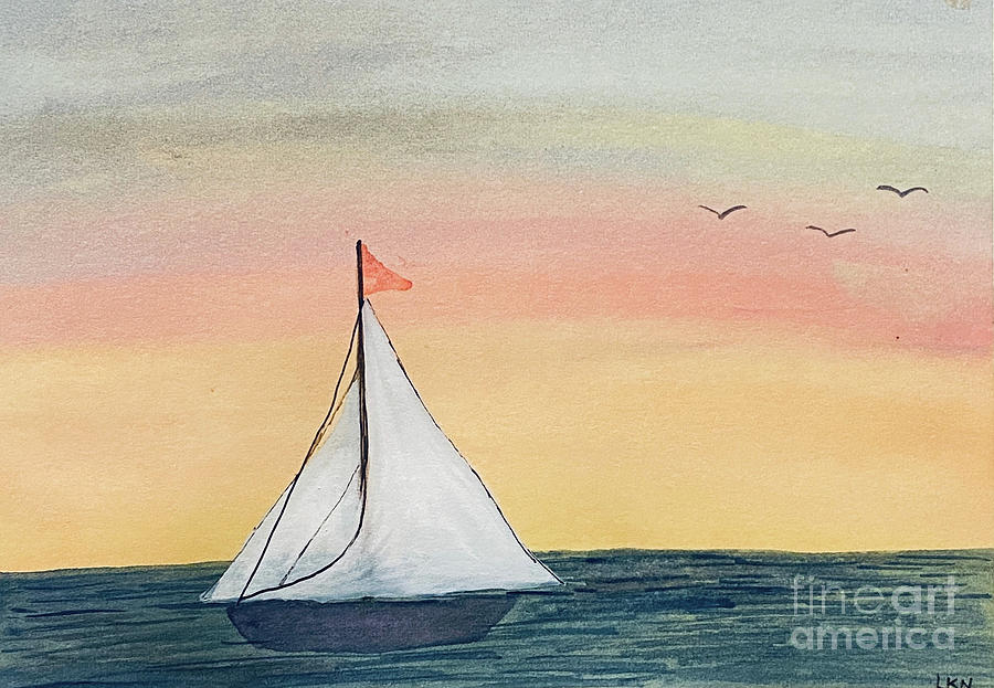 Boat at Sunset Painting by Lisa Neuman