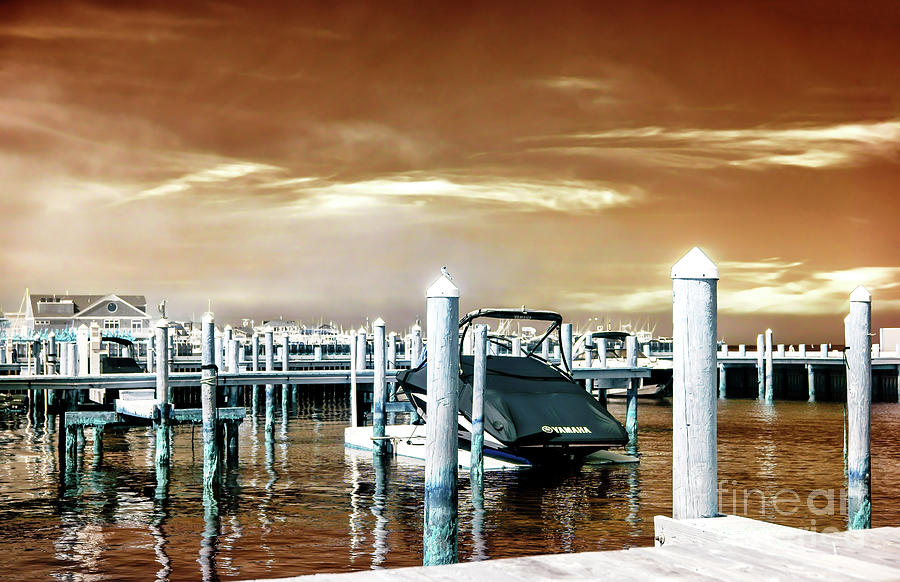 Boat Docked Infrared at Long Beach Island Photograph by John Rizzuto