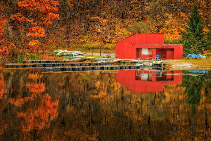 Boat House Fall Photograph by Susan Candelario