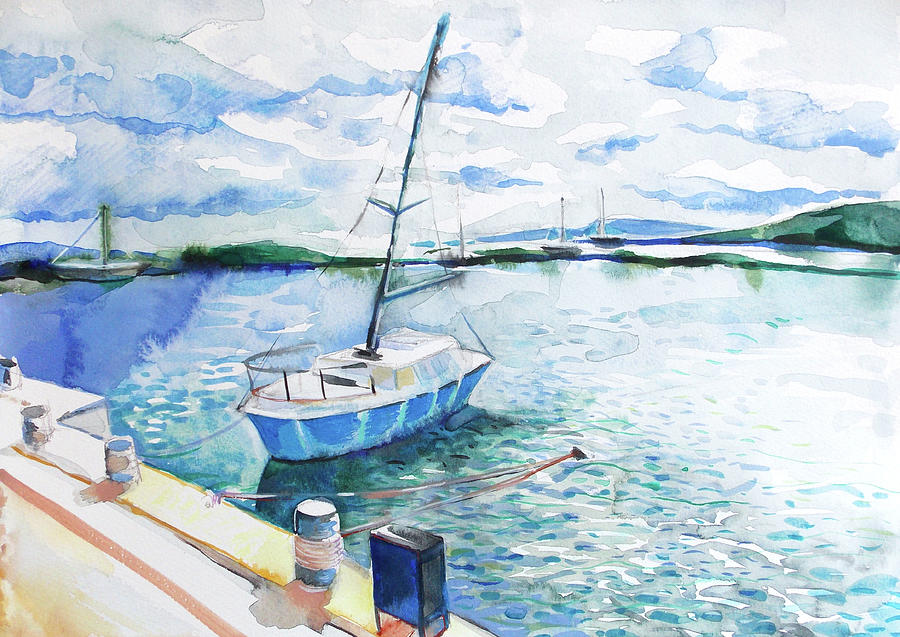 Boat in Balchik Painting by Katya Atanasova