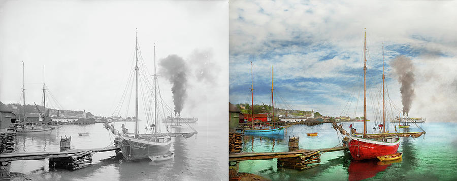 Boat - Mackinac Island MI - Nautical dude 1906 - Side by Side Photograph by Mike Savad