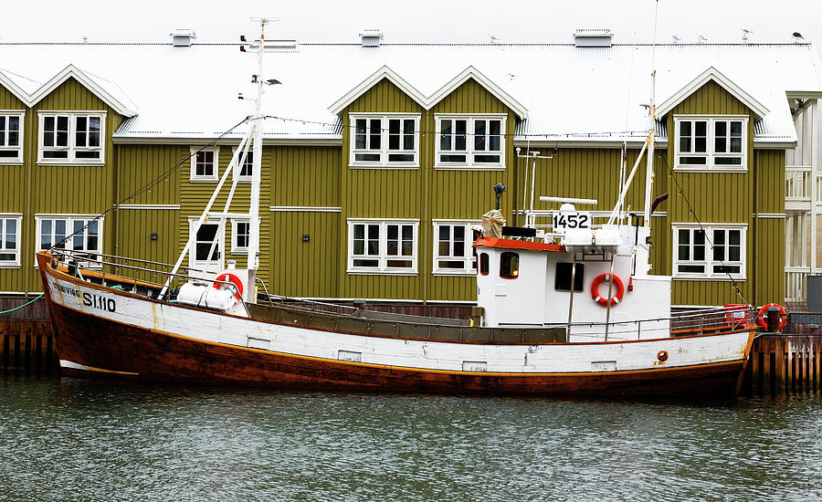 Boat Moored To Dock At Pier In Siglufjordur Iceland Photograph By Bruce Beck