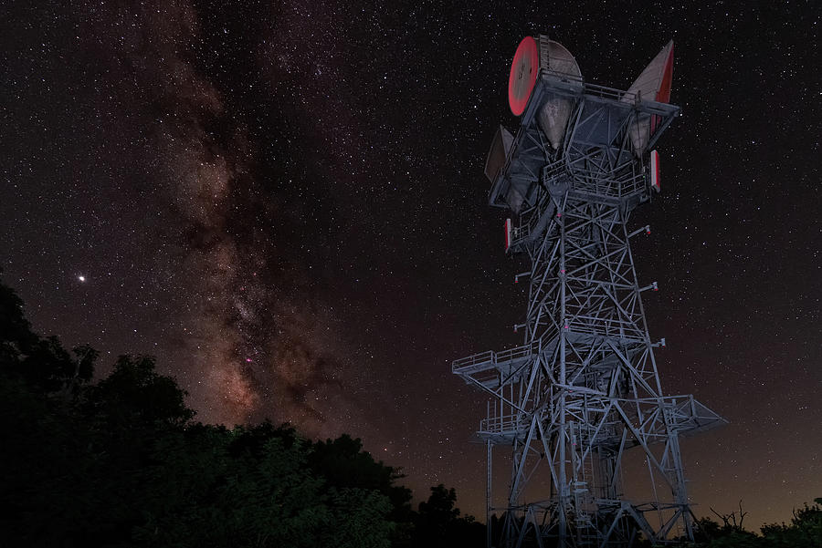 Boat Mountain Relay Tower with Milky Way Photograph by Hal Mitzenmacher