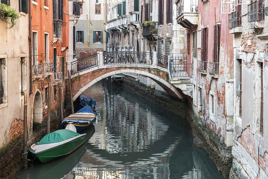 Boat On Canal, Venice, Italy Photograph by Sarah Howard