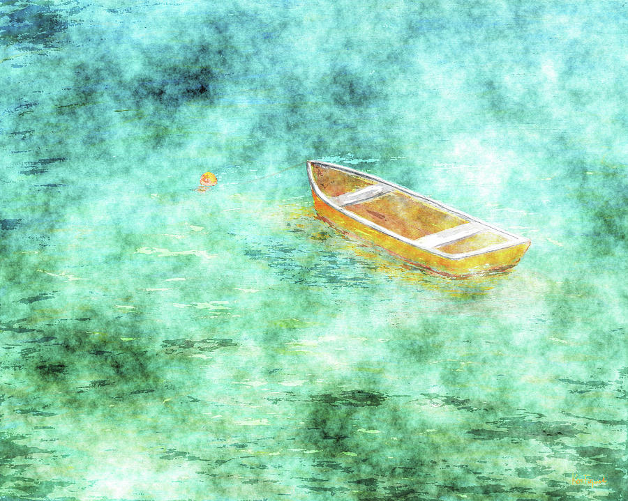 Nature Mixed Media - Boat On The Water Watercolor by Ken Figurski