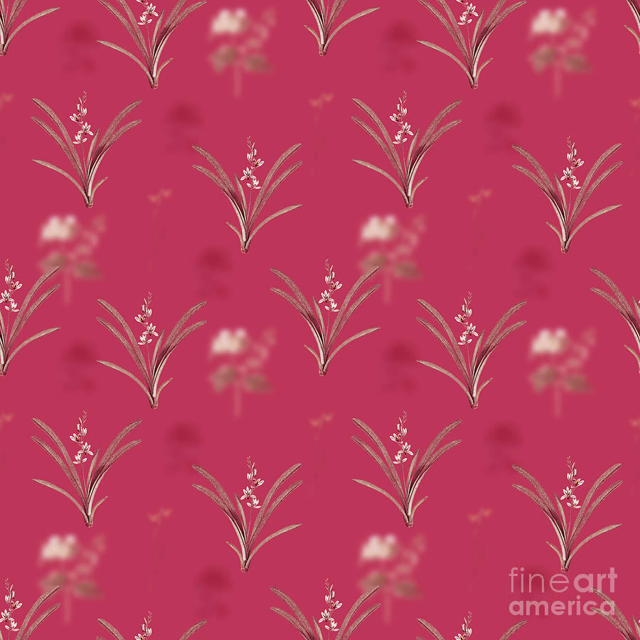 Vintage Mixed Media - Boat Orchid Botanical Seamless Pattern in Viva Magenta n.0770 by Holy Rock Design