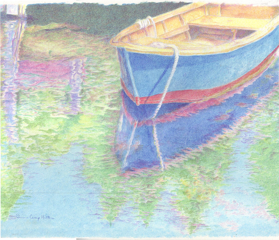 Boat Reflections Drawing by Susan Camp Hilton