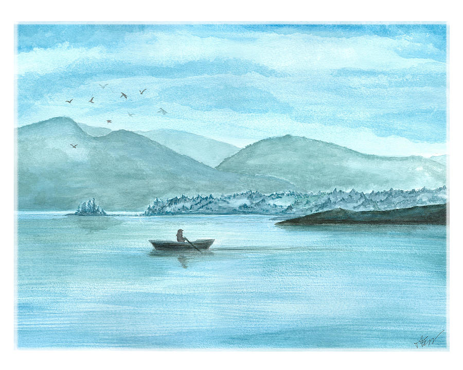 Boat ride at dawn Painting by Tatiana Fess