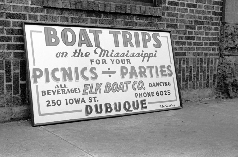 Vintage Photograph - Boat Trips Sign by David Hinds