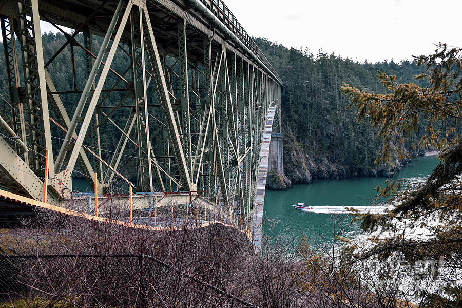 Boat Under Deception Pass Bridge Photograph by Sea Change Vibes