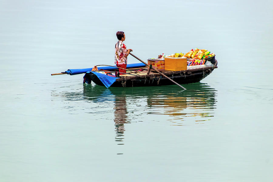 Boat Vendor Ha Long Bay Photograph by Carolyn Derstine