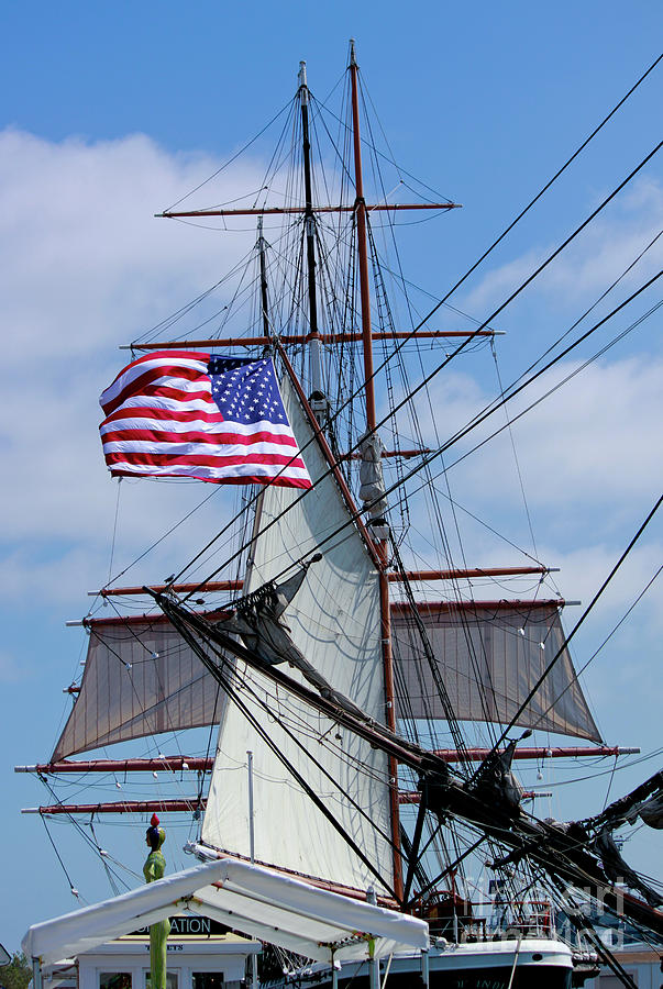 Caravel With American Flag Photograph by Ivete Basso Photography