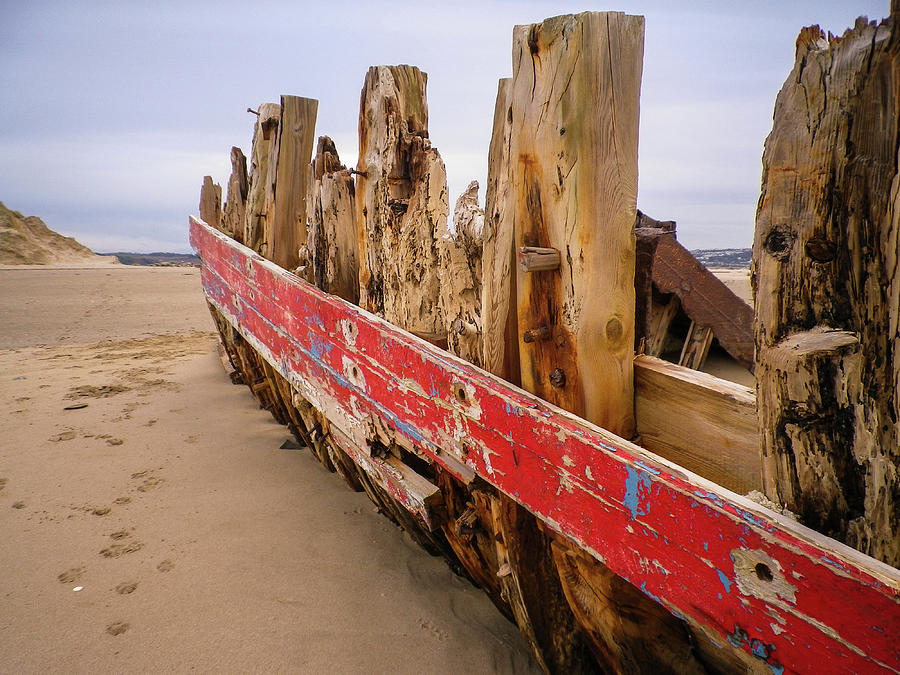 Boat Wreck Crow Point Devon Side View Photograph
