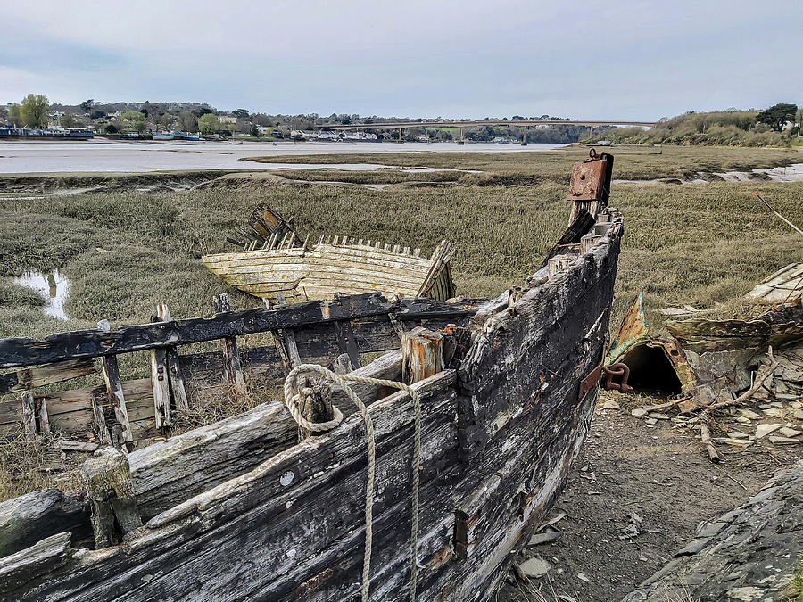 Boat Wrecks Beached And Bleached River Torridge Devon Photograph by Richard Brookes